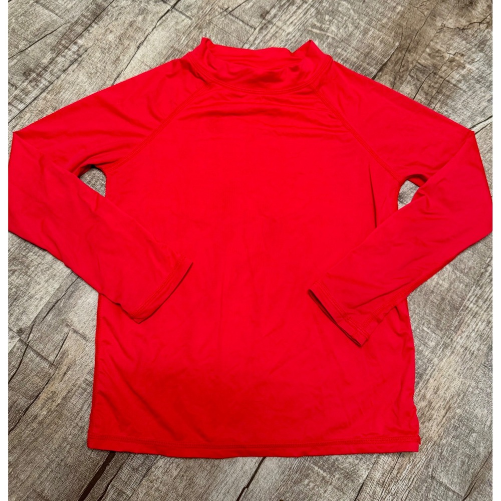 OYJ Kids Rash Guard Swim Shirt Red Long Sleeve Mock Neck 4T Swimwear Top
